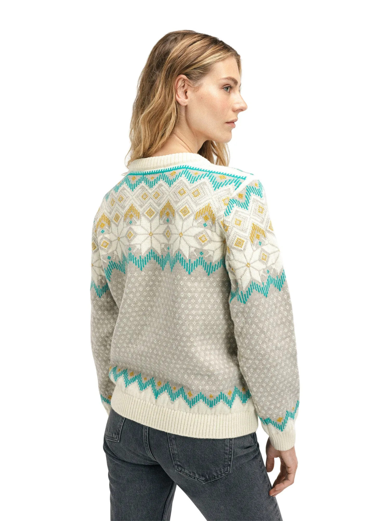 Dale of Norway Women's Vilja Sweater Sandstone Off White Peacock