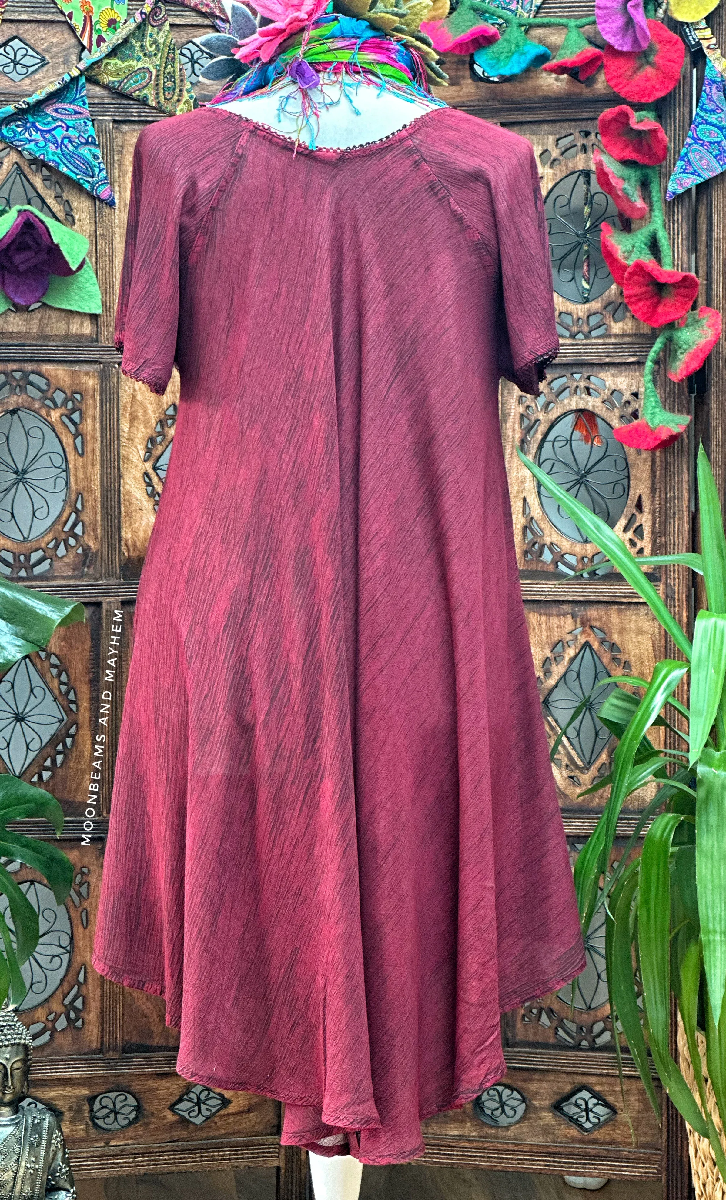 Deep Wine Claudine Plus Size Tunic Dress (OFSL)