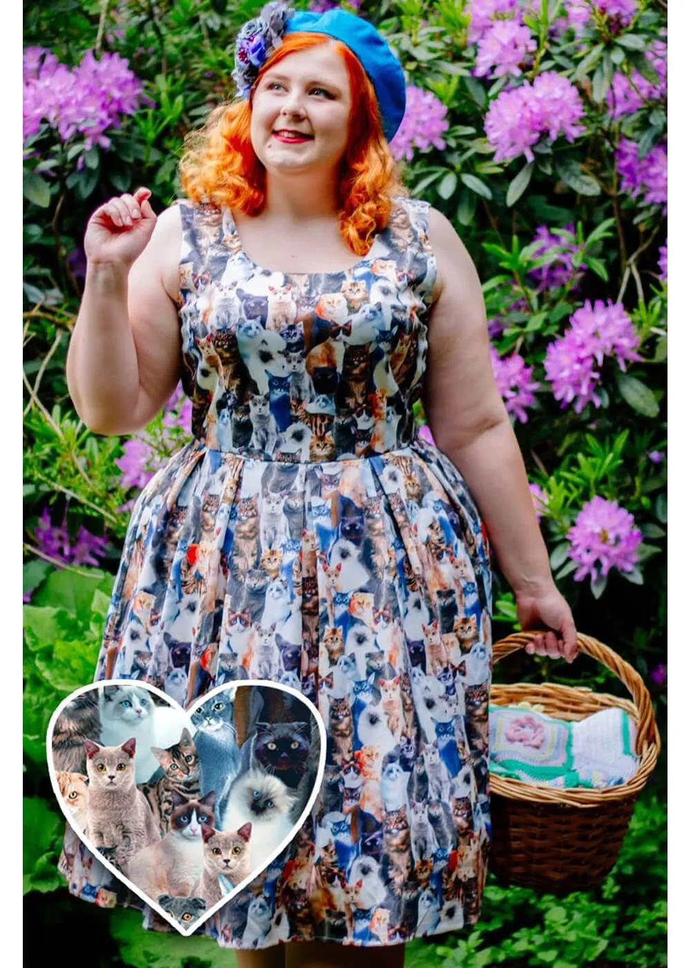 Vintage Cat Print Swing Dress by Dolly & Dotty