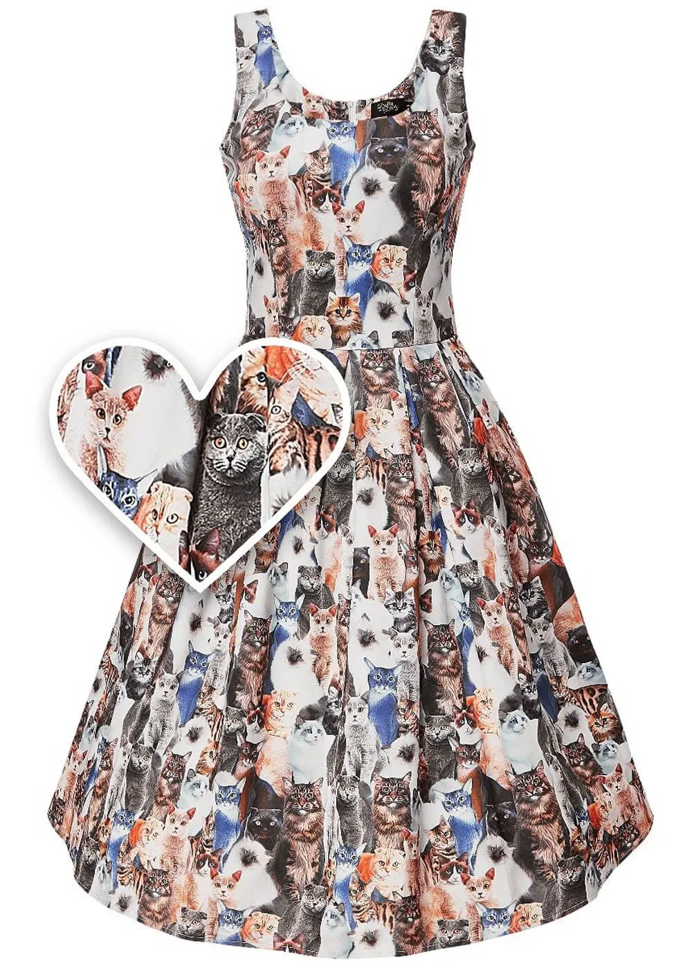 Vintage Cat Print Swing Dress by Dolly & Dotty