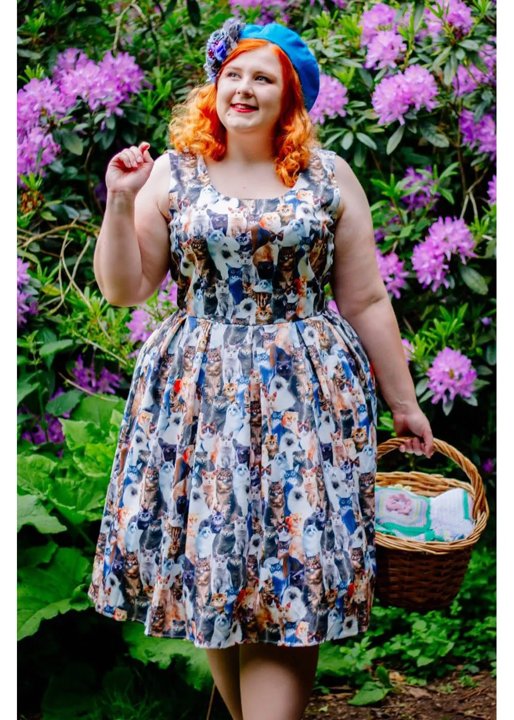 Vintage Cat Print Swing Dress by Dolly & Dotty