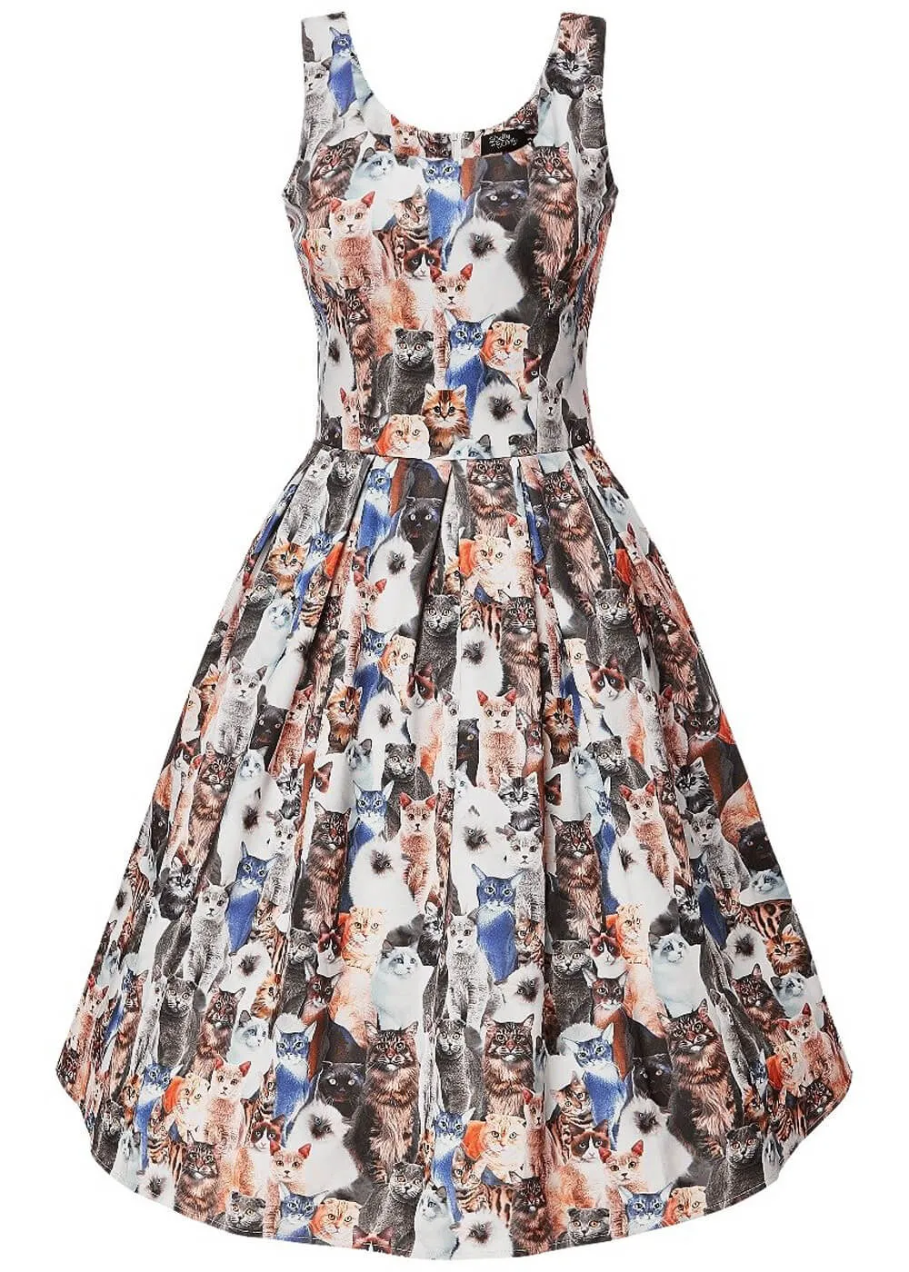 Vintage Cat Print Swing Dress by Dolly & Dotty