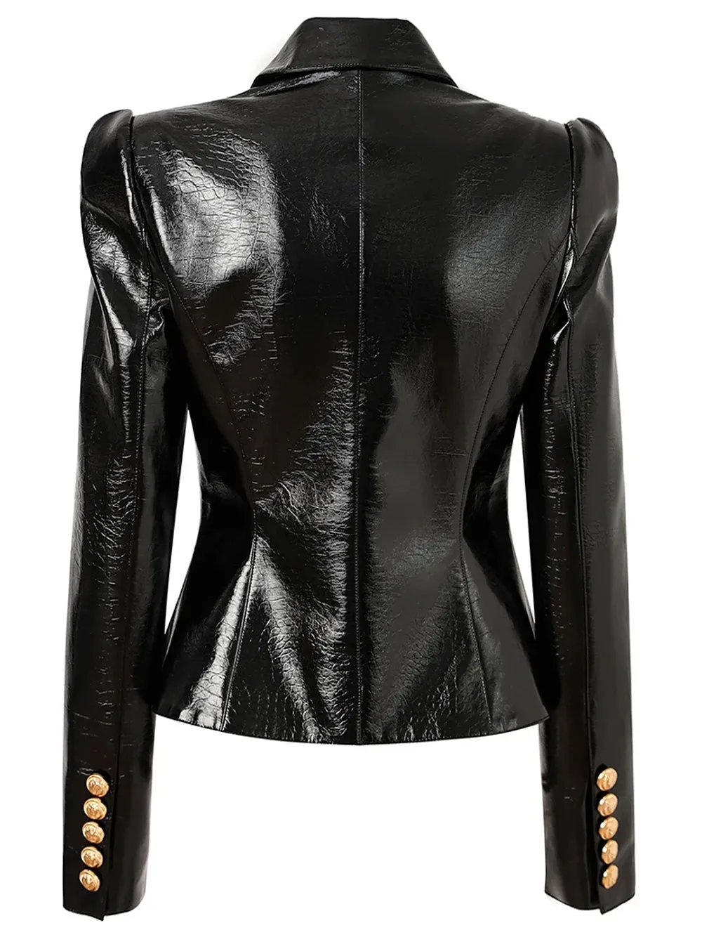 Double-Breasted Patent Leather Blazer