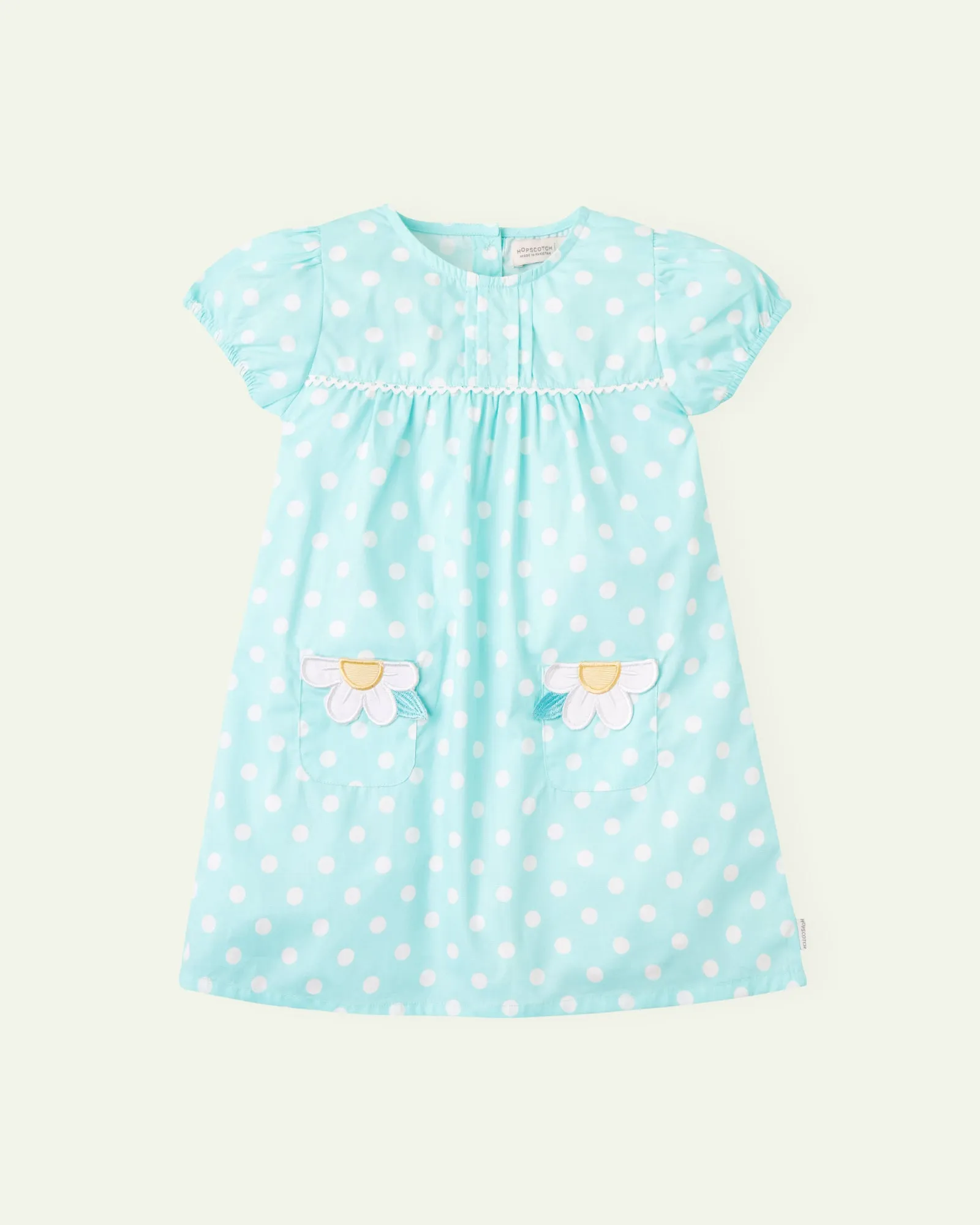 Dress with Aqua Polka Dot Pattern