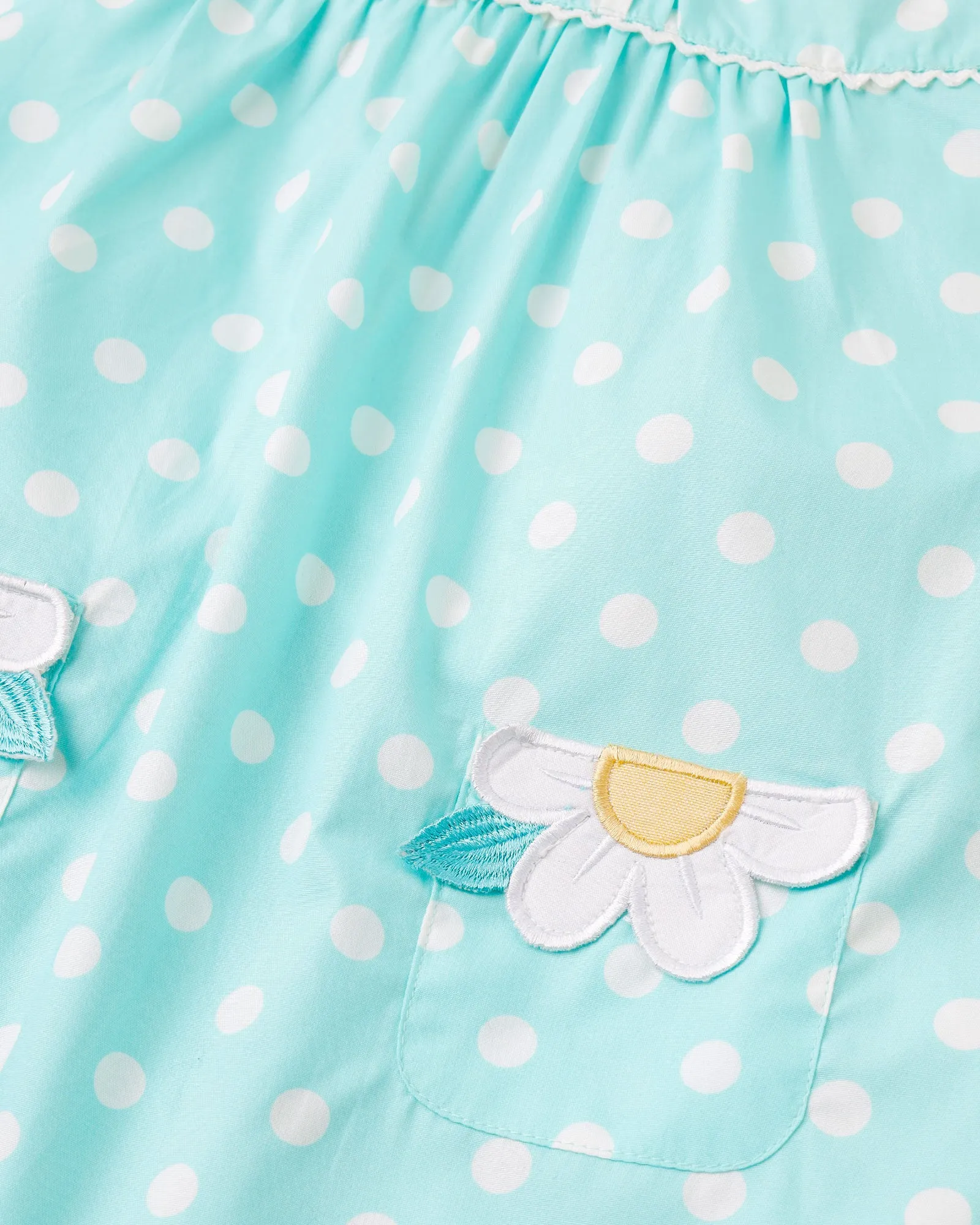 Dress with Aqua Polka Dot Pattern