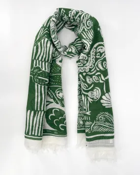 Dromedary and Octopus Green Scarf - The Best Green Scarf Featuring Dromedary and Octopus Illustrations