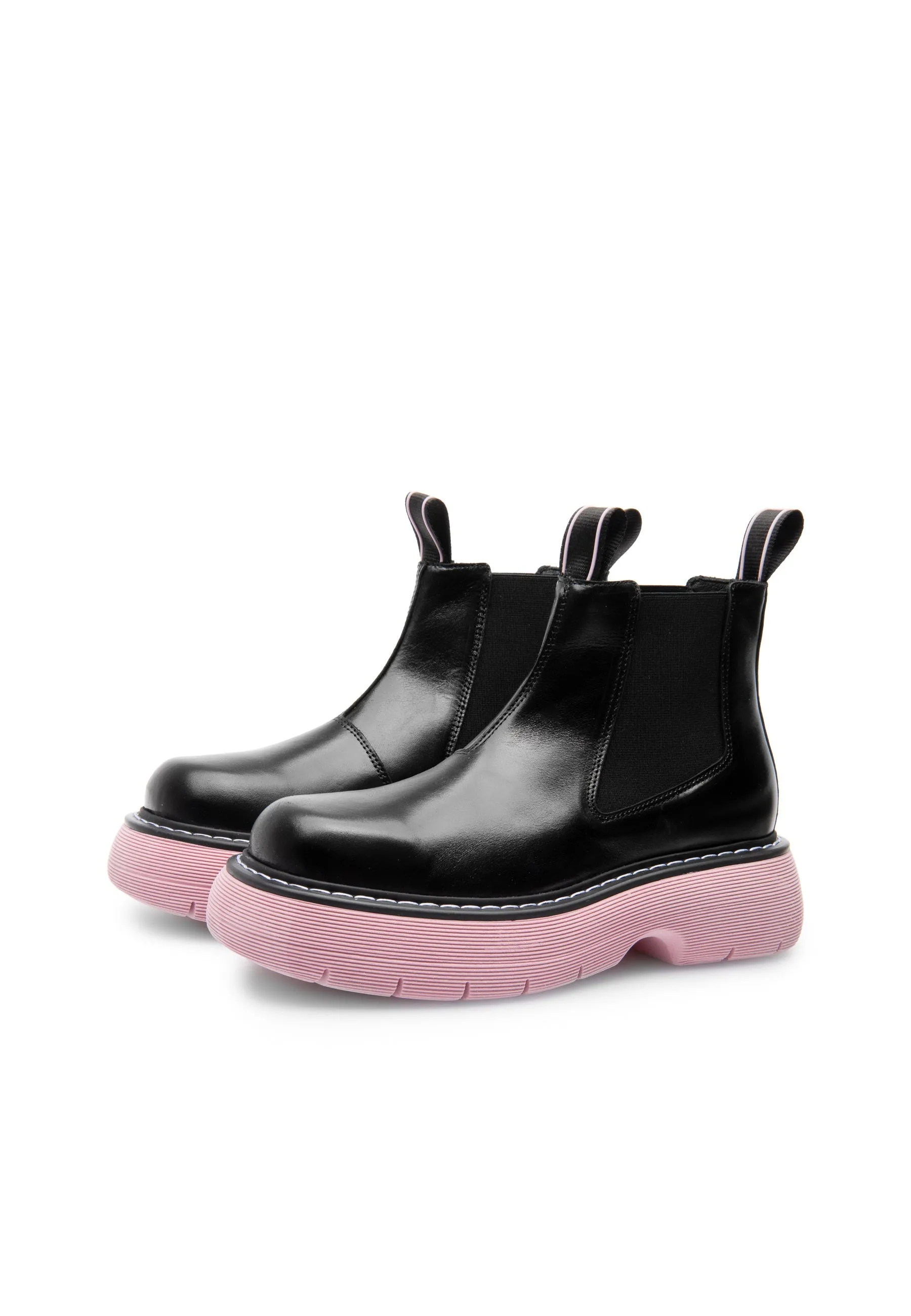 Ella Black Pink Chelsea Boots in Leather - Shop Now for Stylish Footwear