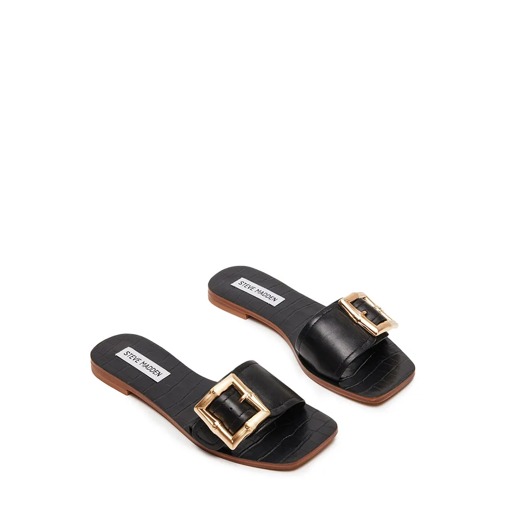 Farrah Black Leather Sandals