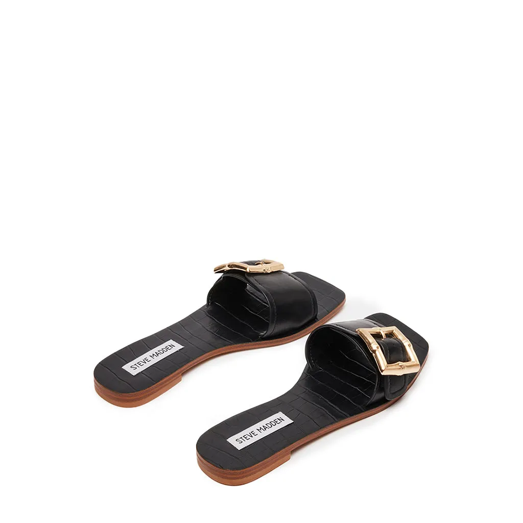 Farrah Black Leather Sandals