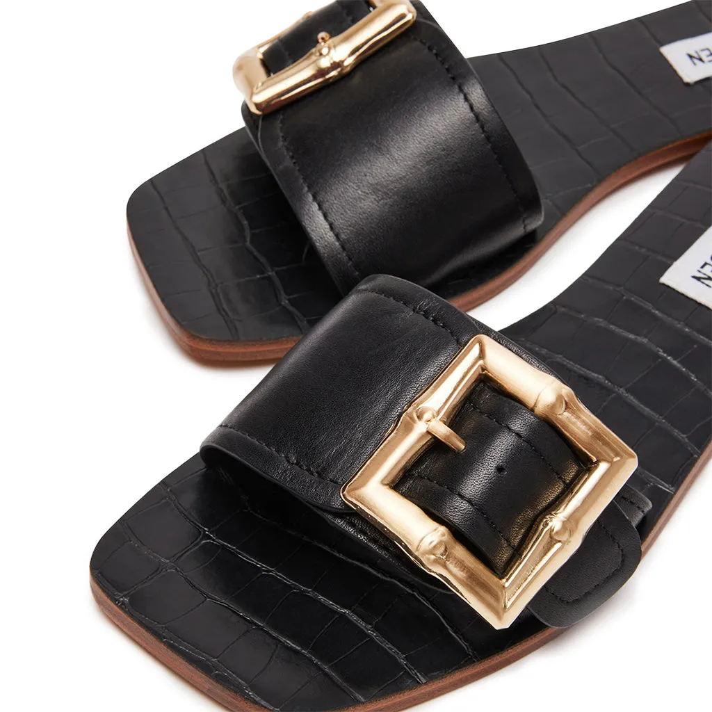 Farrah Black Leather Sandals