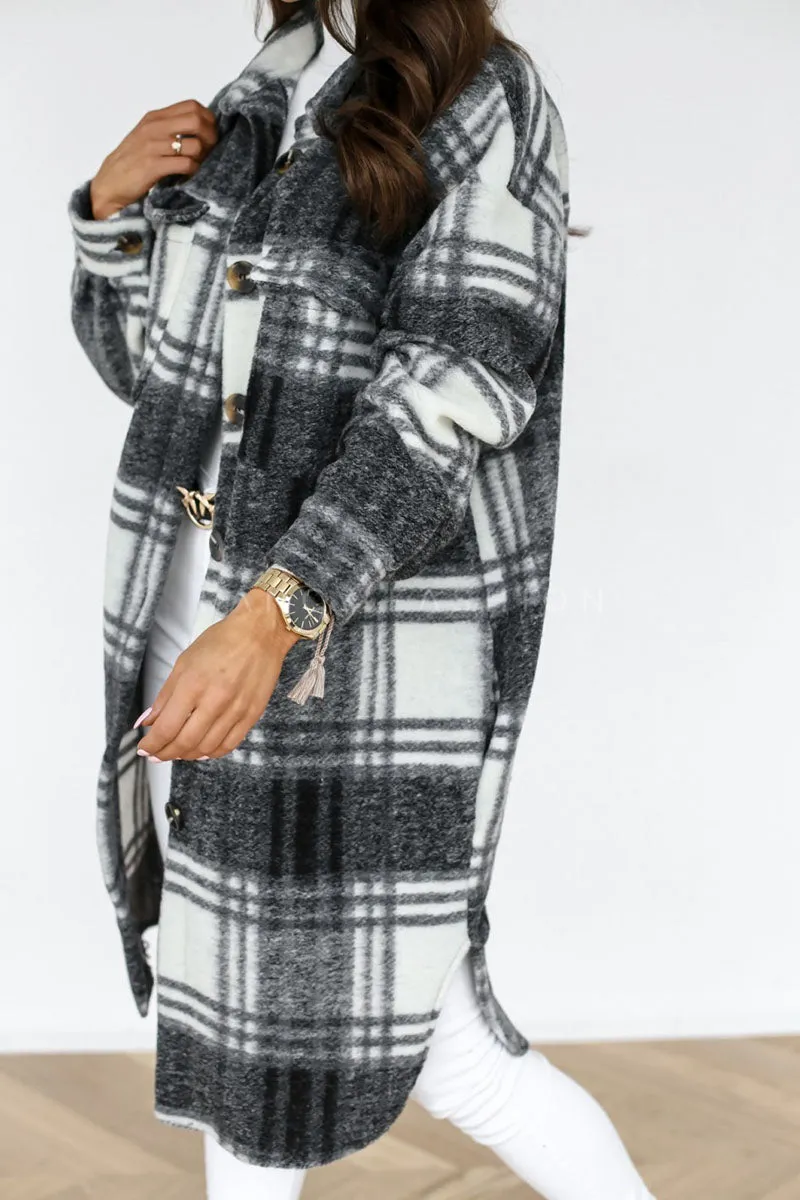 Fashion Street Plaid Patchwork Turn-Down Collar Coat (Available in 3 Colors)