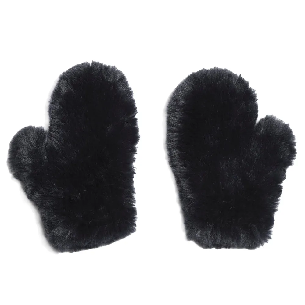 Faux Fur Mittens with Signature Knitted Design.