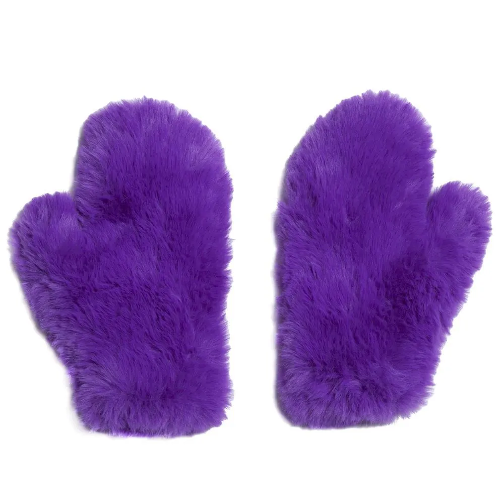 Faux Fur Mittens with Signature Knitted Design.