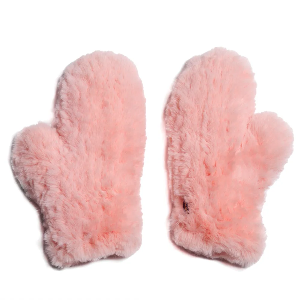 Faux Fur Mittens with Signature Knitted Design.