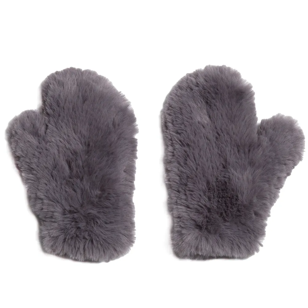 Faux Fur Mittens with Signature Knitted Design.