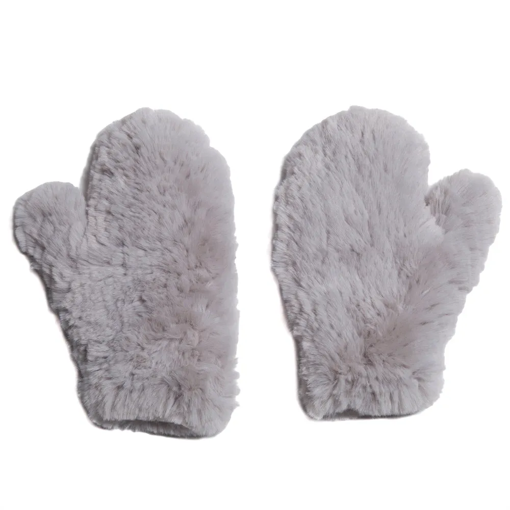 Faux Fur Mittens with Signature Knitted Design.