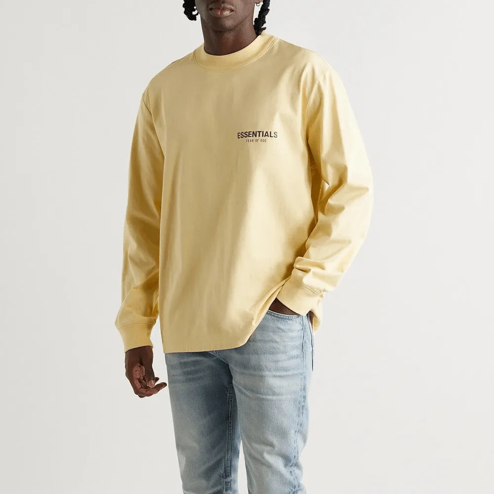 Fear of God ESSENTIALS Long Sleeve Tee with Appliquéd Logo Print