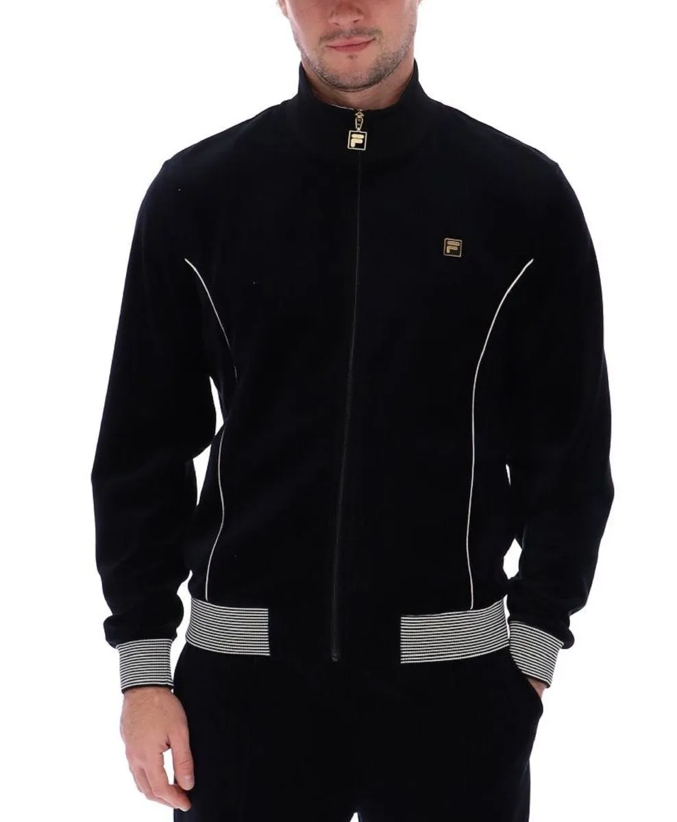 Fila Bosa Velour Track Jacket in Black and White