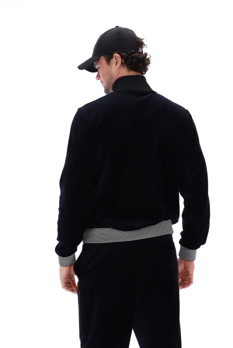 Fila Bosa Velour Track Jacket in Black and White