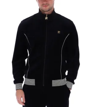 Fila Bosa Velour Track Jacket in Black and White