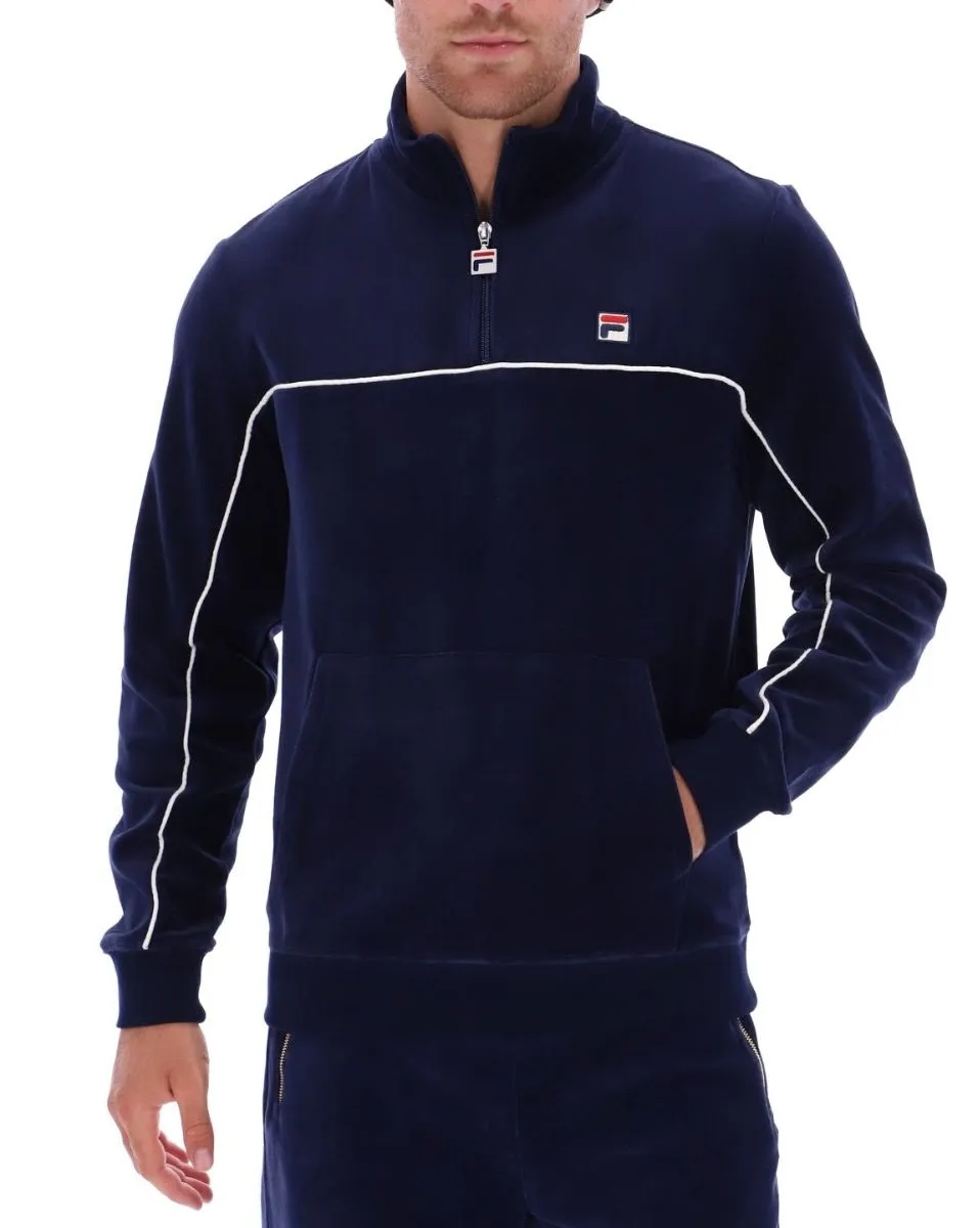 Fila Navy/Egret Duke Velour 1/4 Zip Track Jacket