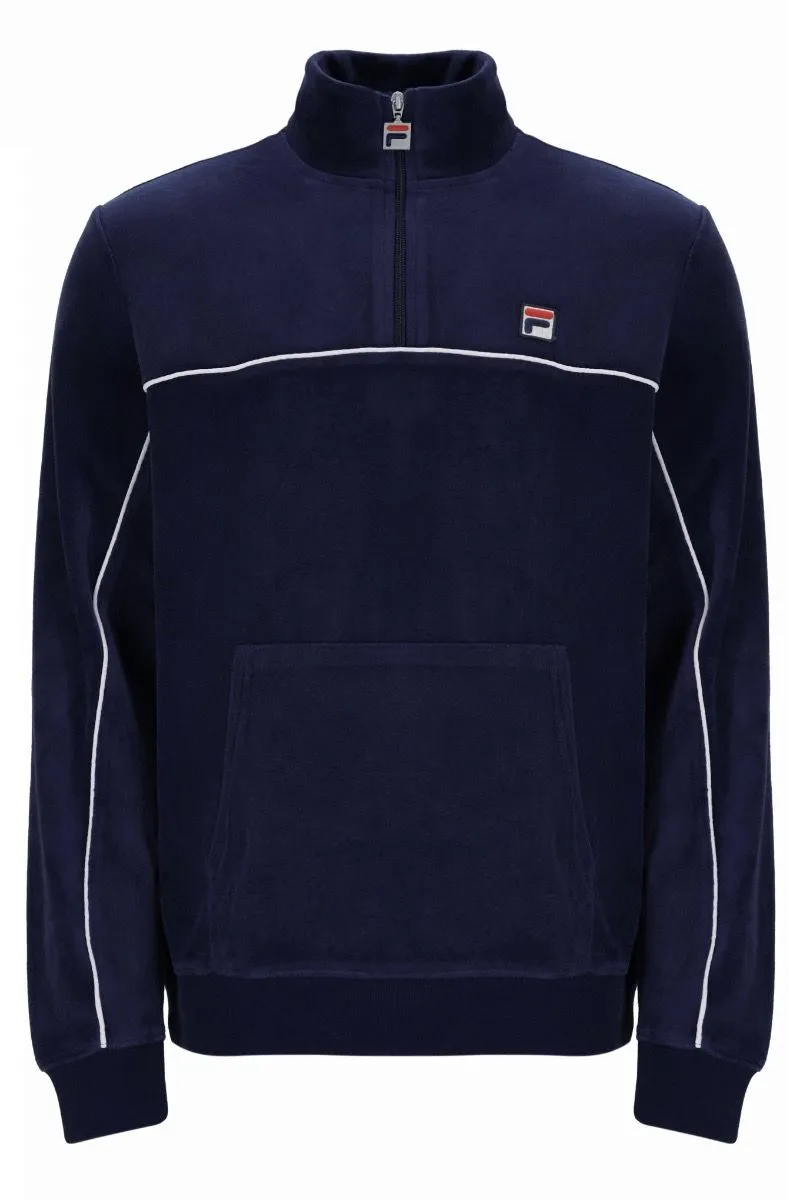 Fila Navy/Egret Duke Velour 1/4 Zip Track Jacket