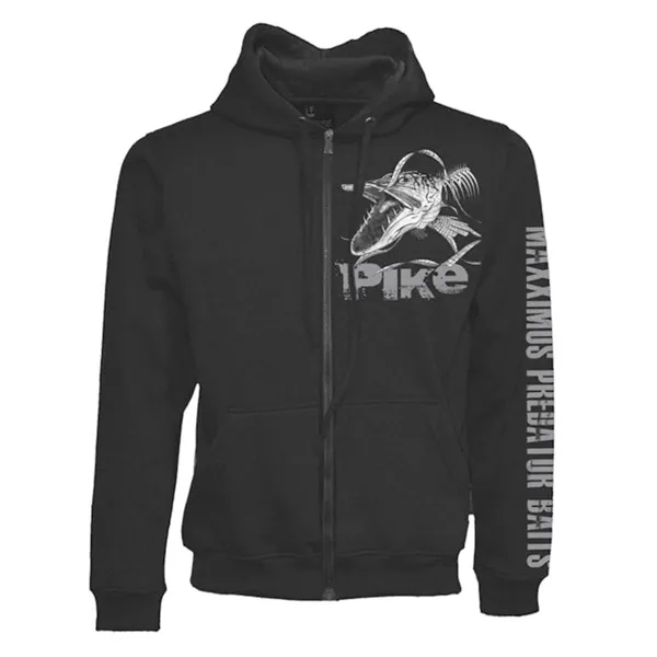 Fladen Hoody Jacket Angry Skeleton Pike in Black