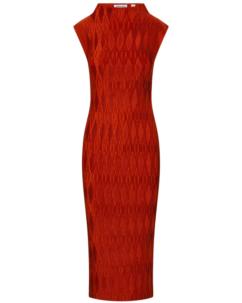 Flame Pleated Gramercy Dress - Stylish Fire-Colored Pleated Dress