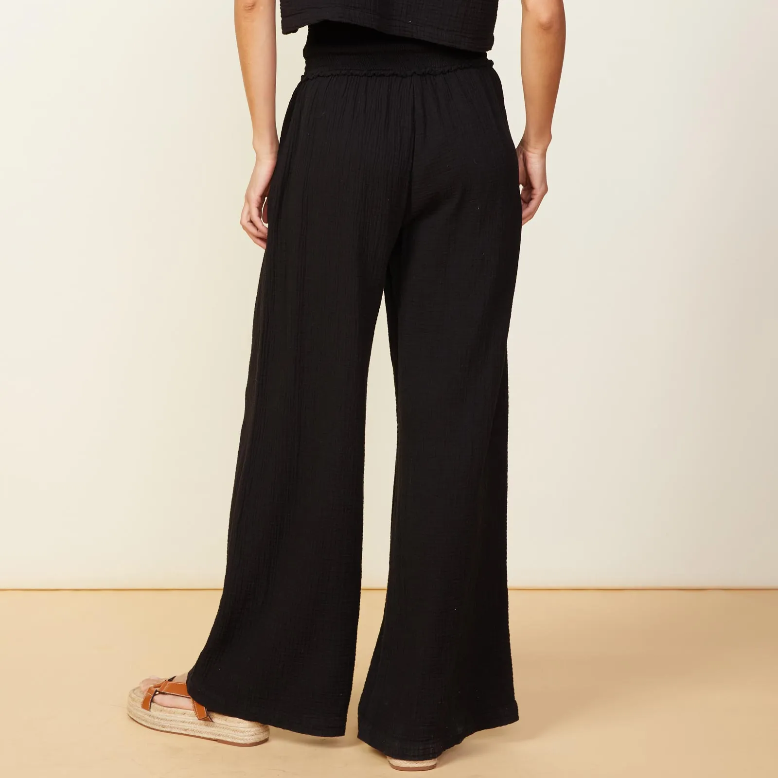 Flare Pant with Smocked Gauze Texture