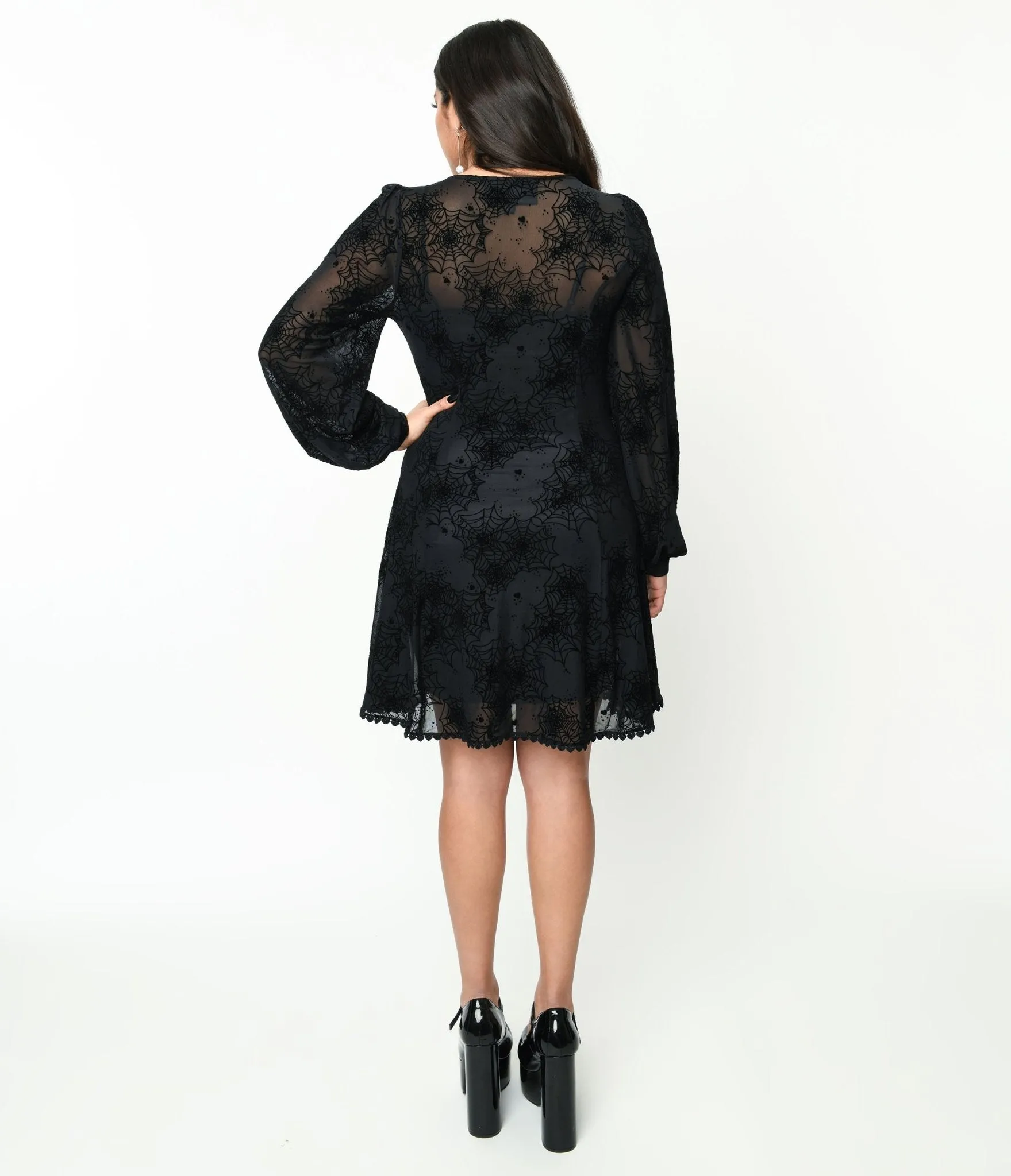 Flocked Spiderweb Penny Mini Dress