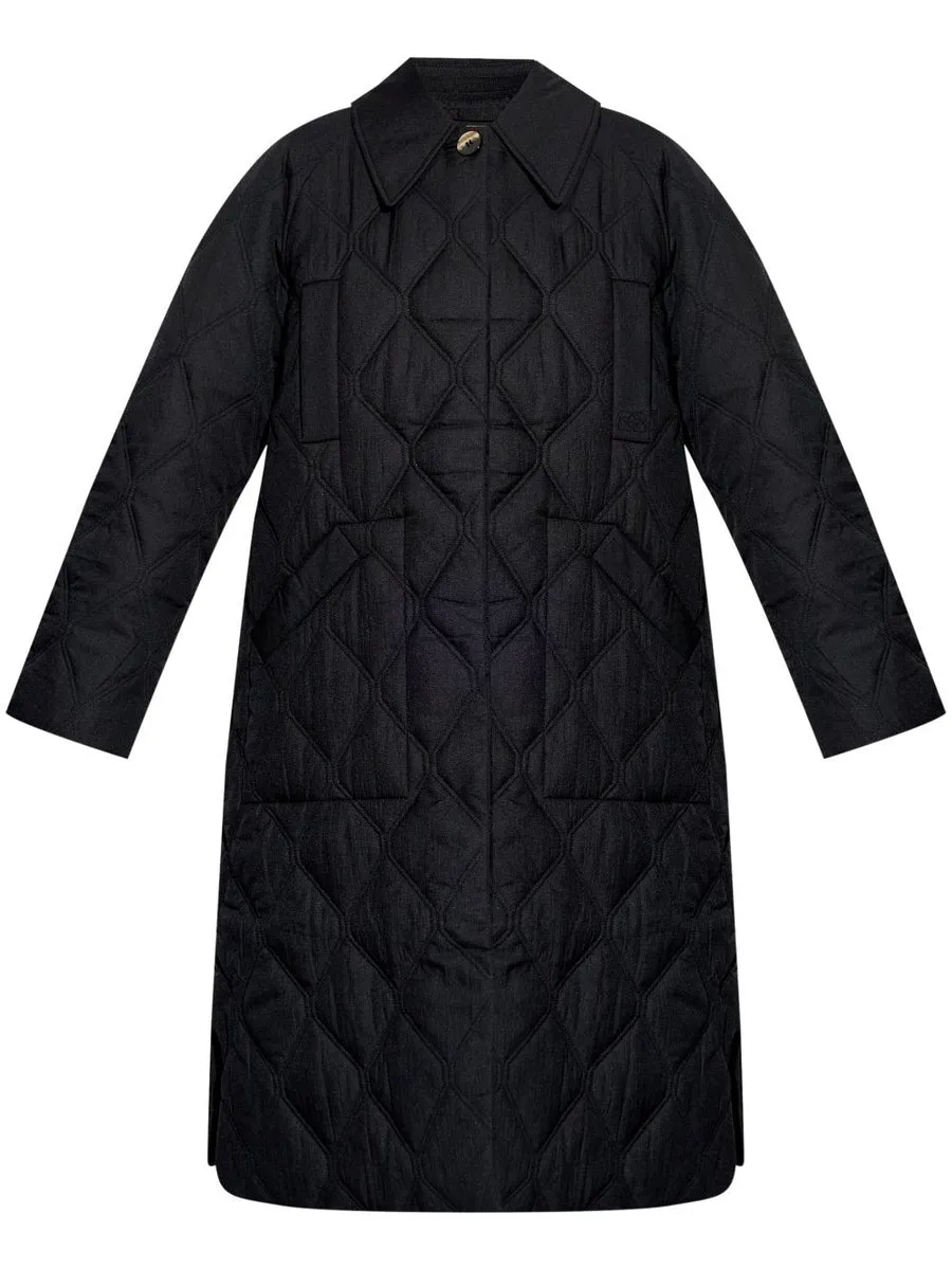 GANNI Quilted Midi Coat