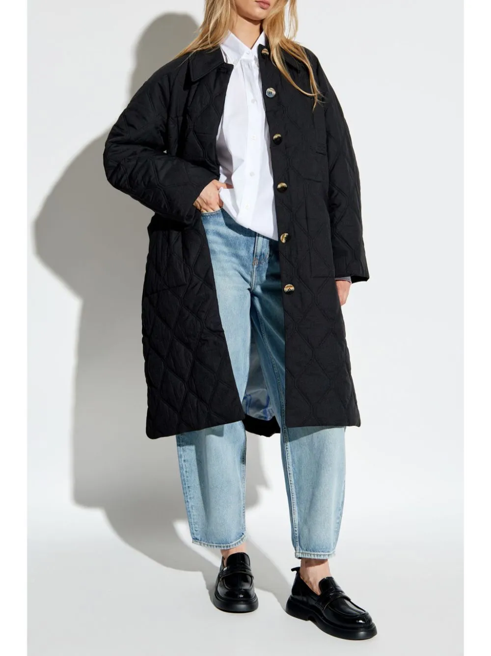 GANNI Quilted Midi Coat