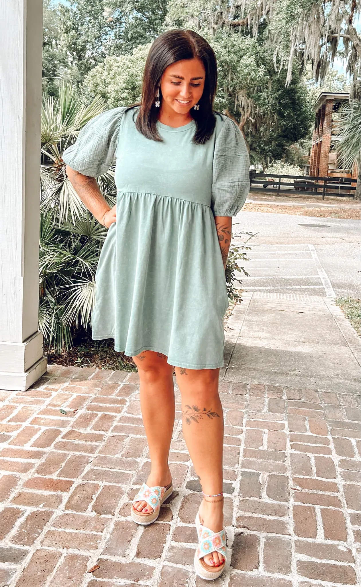 Sage Garden Washed Mini Dress