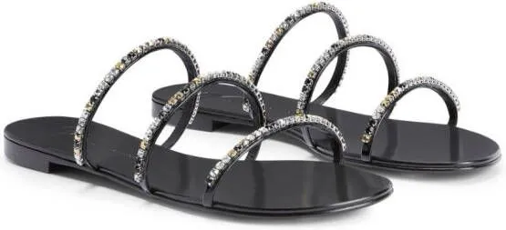 Dark Colorful Embellished Sandals by Giuseppe Zanotti in Black