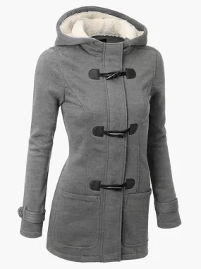 Gray Hoodie Winter Coat Women's Outerwear