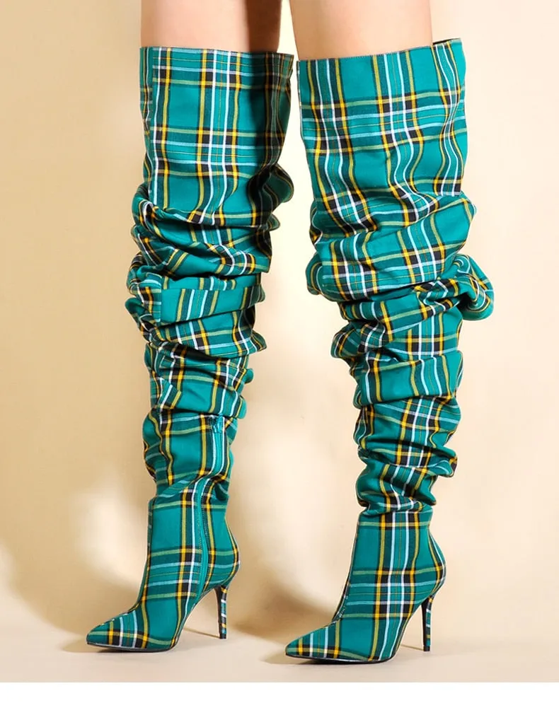 Green Tartan Boots