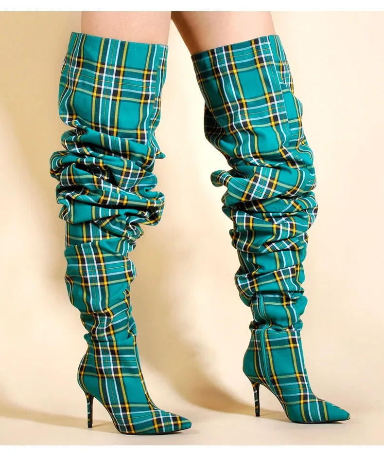 Green Tartan Boots