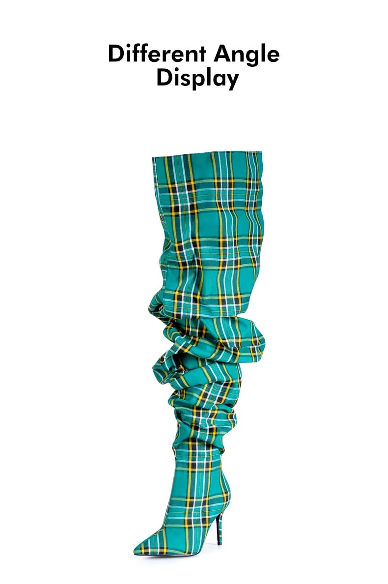 Green Tartan Boots