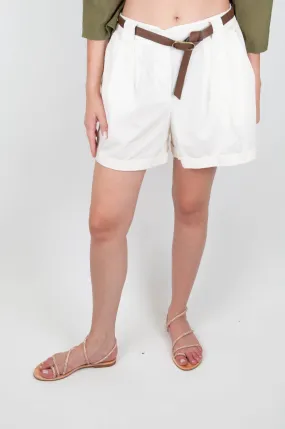 Haveone - Cotton Shorts with Pleats and Cuffs