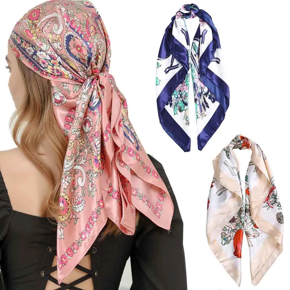 Head Scarf Bandana Women Square Print Turban Headband Hair Band