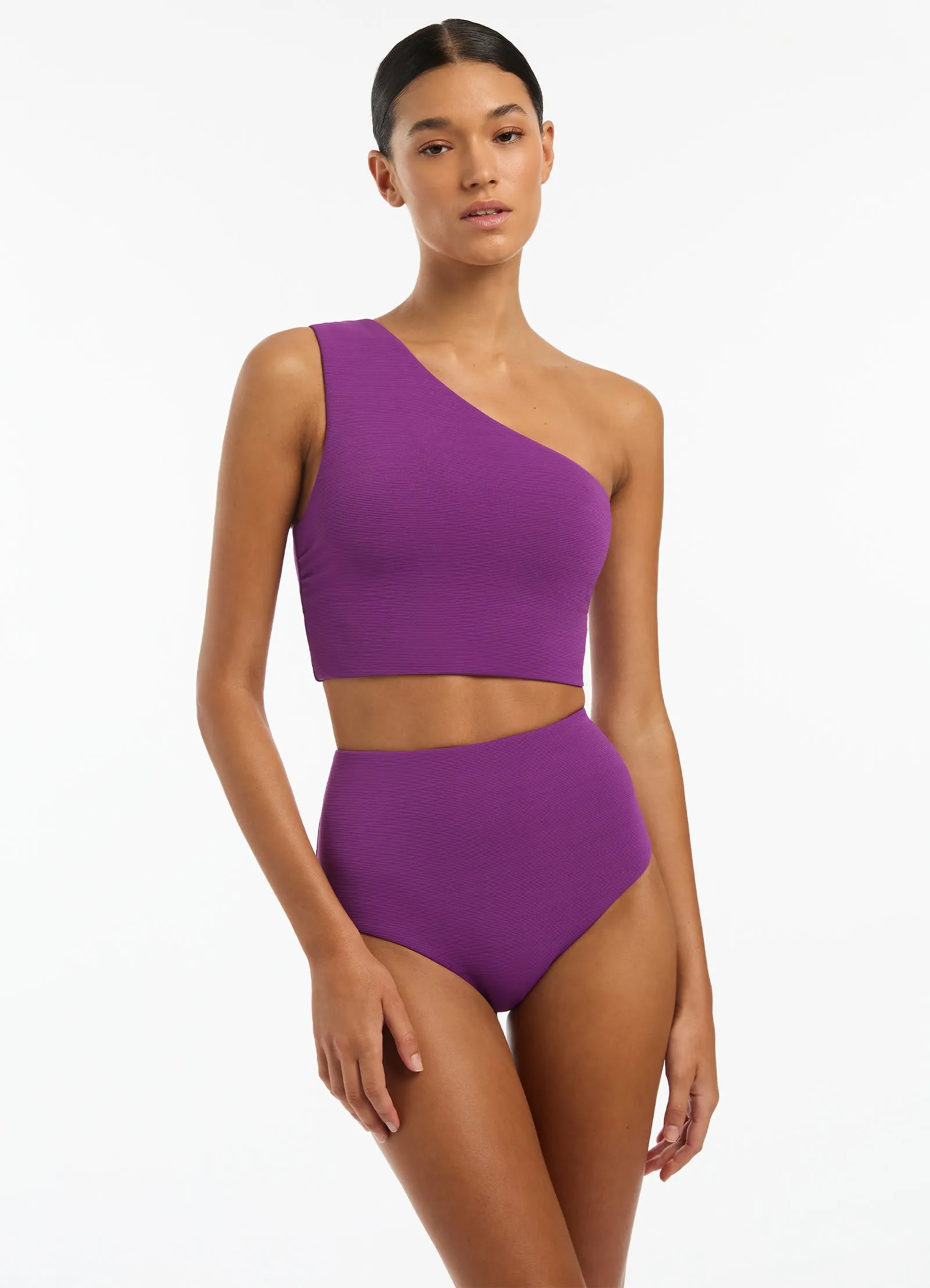 Isla Rib Wine High Waisted Bikini Bottom.