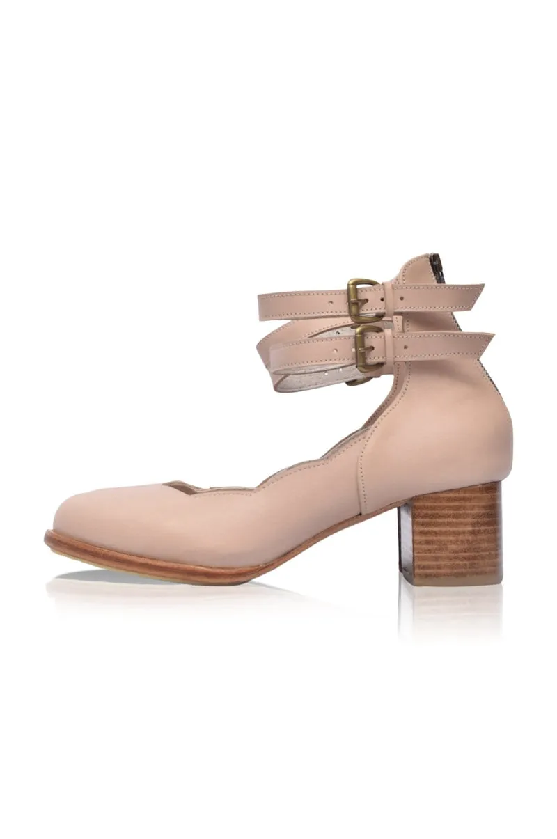 Ivory Leather Heels - Lily Valley