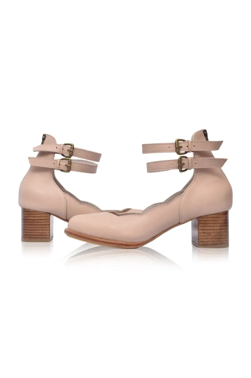 Ivory Leather Heels - Lily Valley