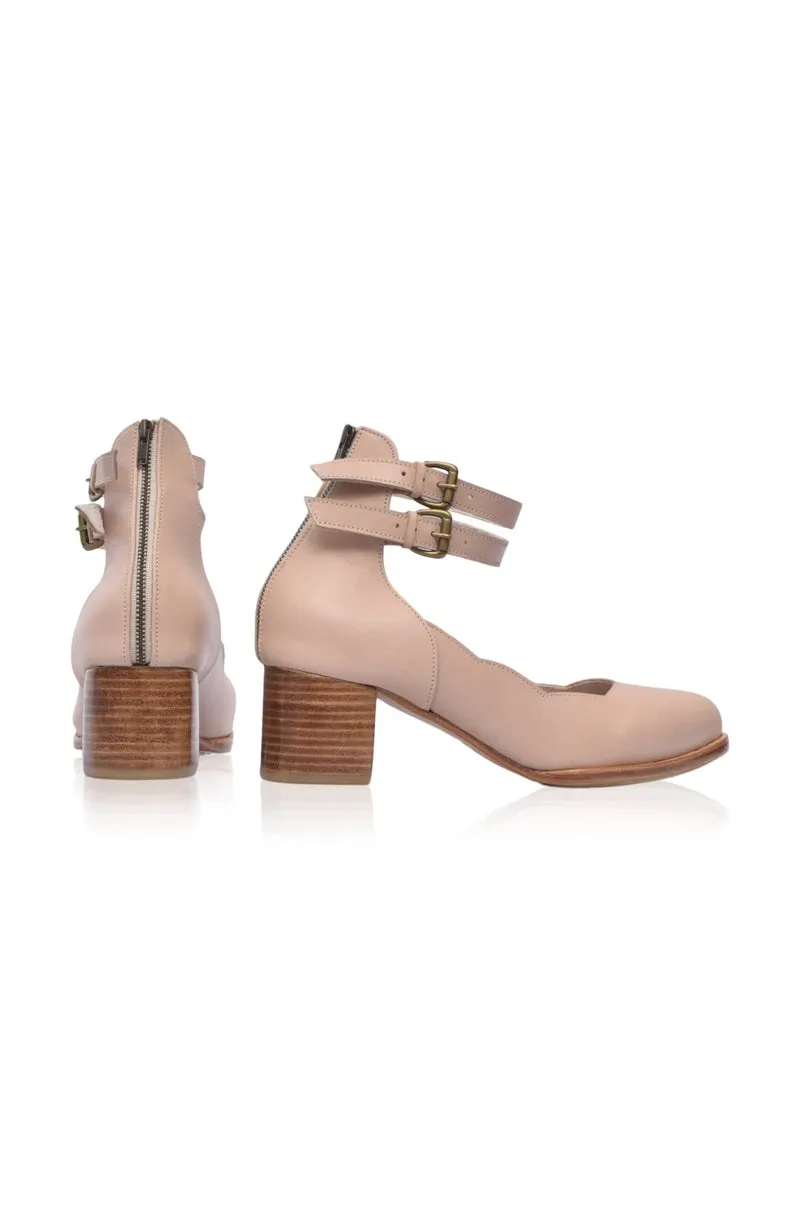 Ivory Leather Heels - Lily Valley