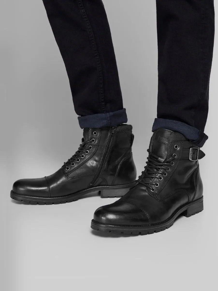 Jack & Jones Albany Anthracite Leather Boots