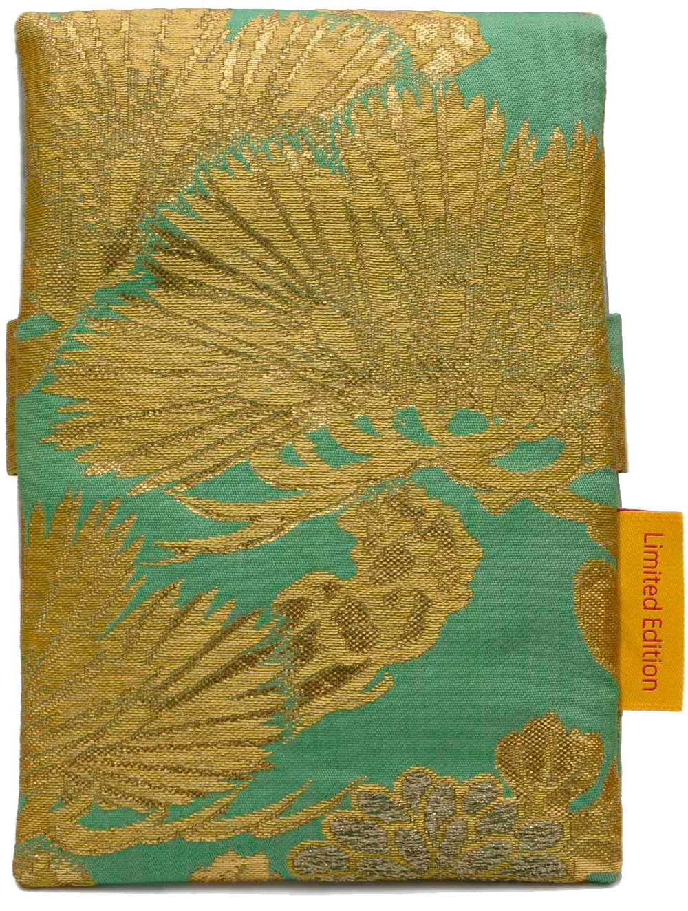 Japanese Vintage Silk Pouch with Golden Pine Leaves