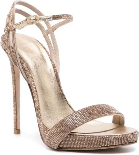 Le Silla Gwen 120mm Crystal-Embellished Sandals Gold