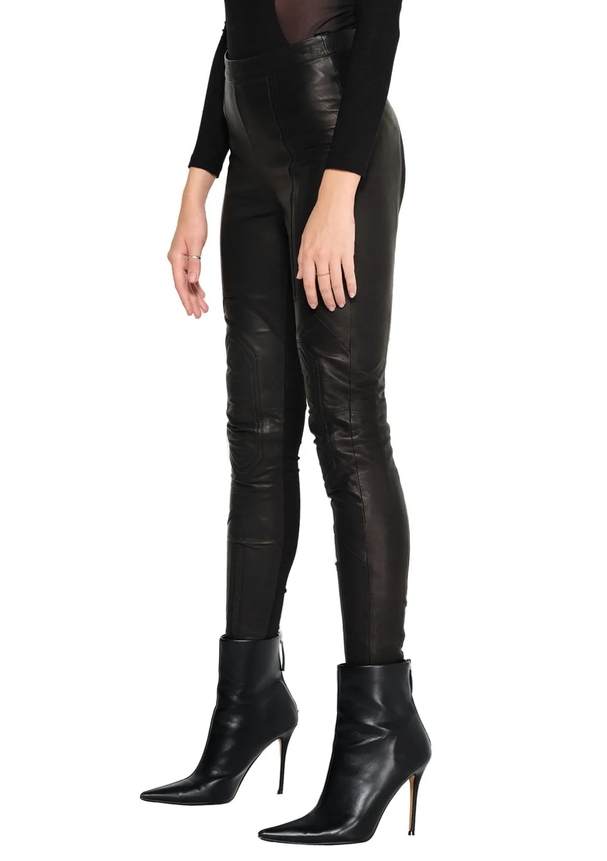 Black Leather Riding Leggings