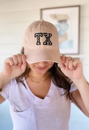 Leopard Print Texas Baseball Cap - Dusty Pink