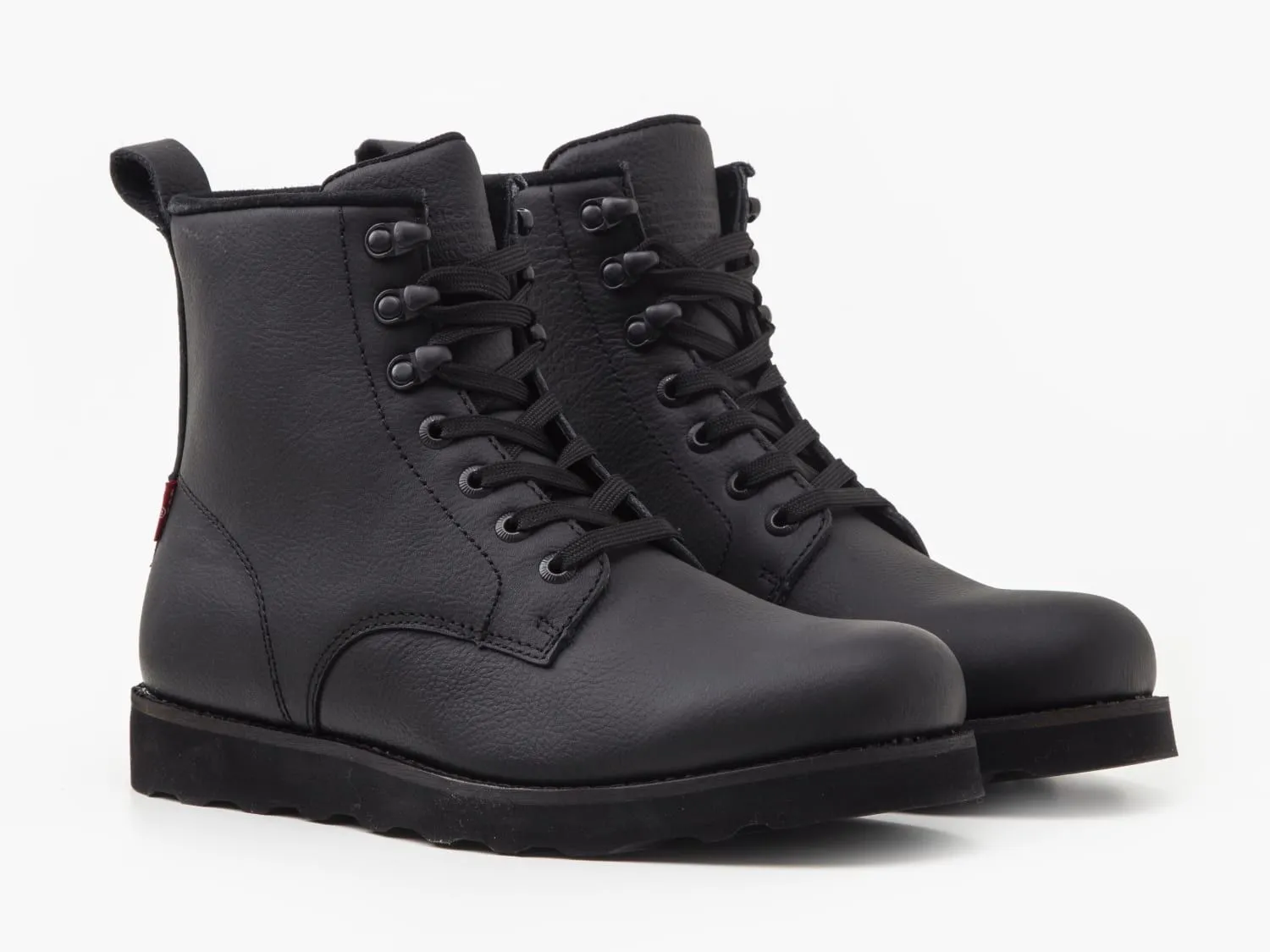 Levi's Darrow Wedge Lace Up Leather Boots Full Black